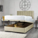 Omega Ottoman Bed with geometric buttoned headboard by Dreamcraft Furniture