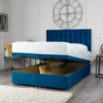 Omega Ottoman Bed with geometric buttoned headboard by Dreamcraft Furniture