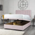 Omega Ottoman Bed with geometric buttoned headboard by Dreamcraft Furniture