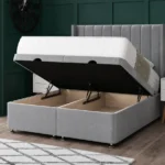 Amelia Wing Ottoman Bed with floor-standing headboard by Dreamcraft Furniture