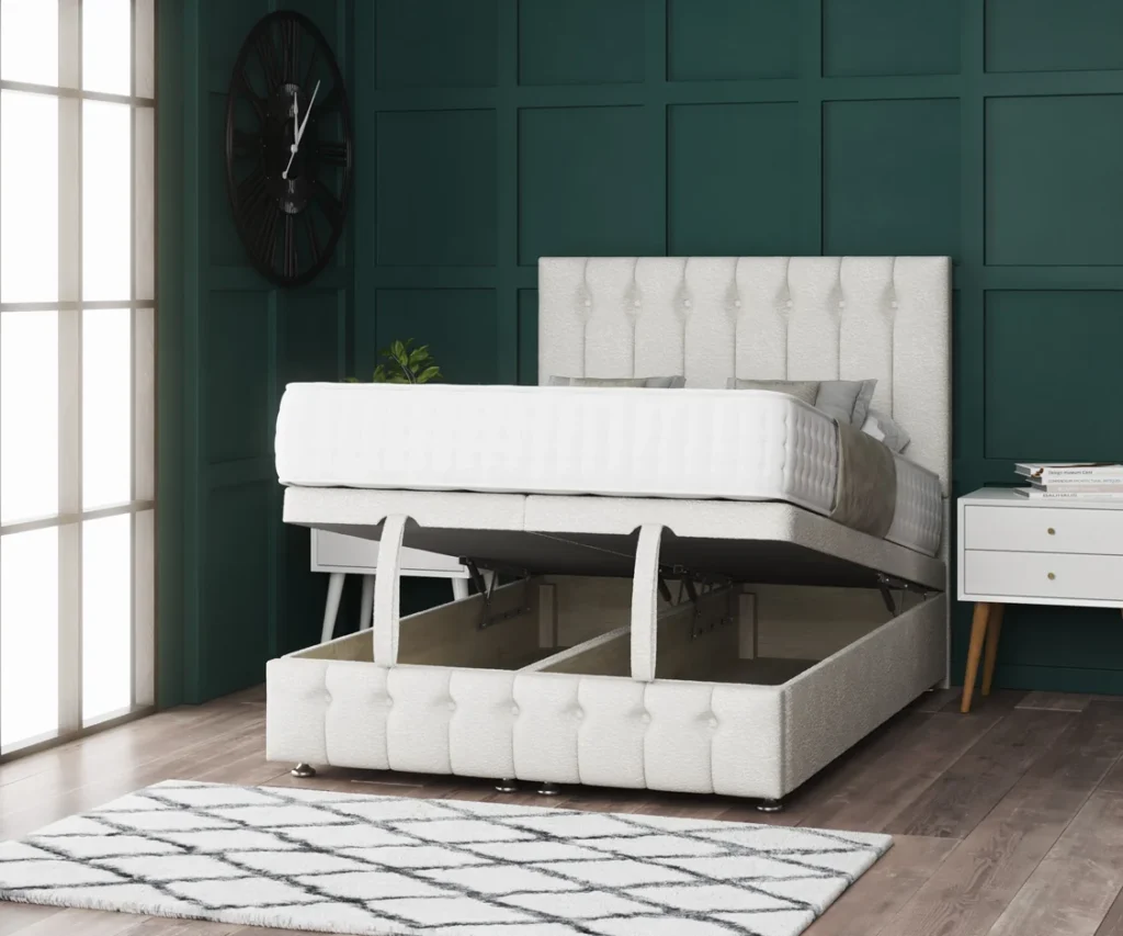 Florence Ottoman Storage Divan Bed With Headboard And Footboard