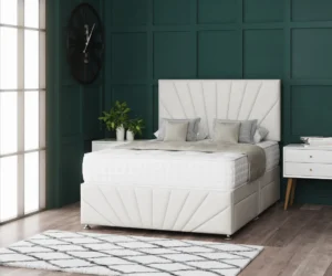Sunrise Divan Bed Set With Footboard and radiating sun-inspired headboard by Dreamcraft Furniture