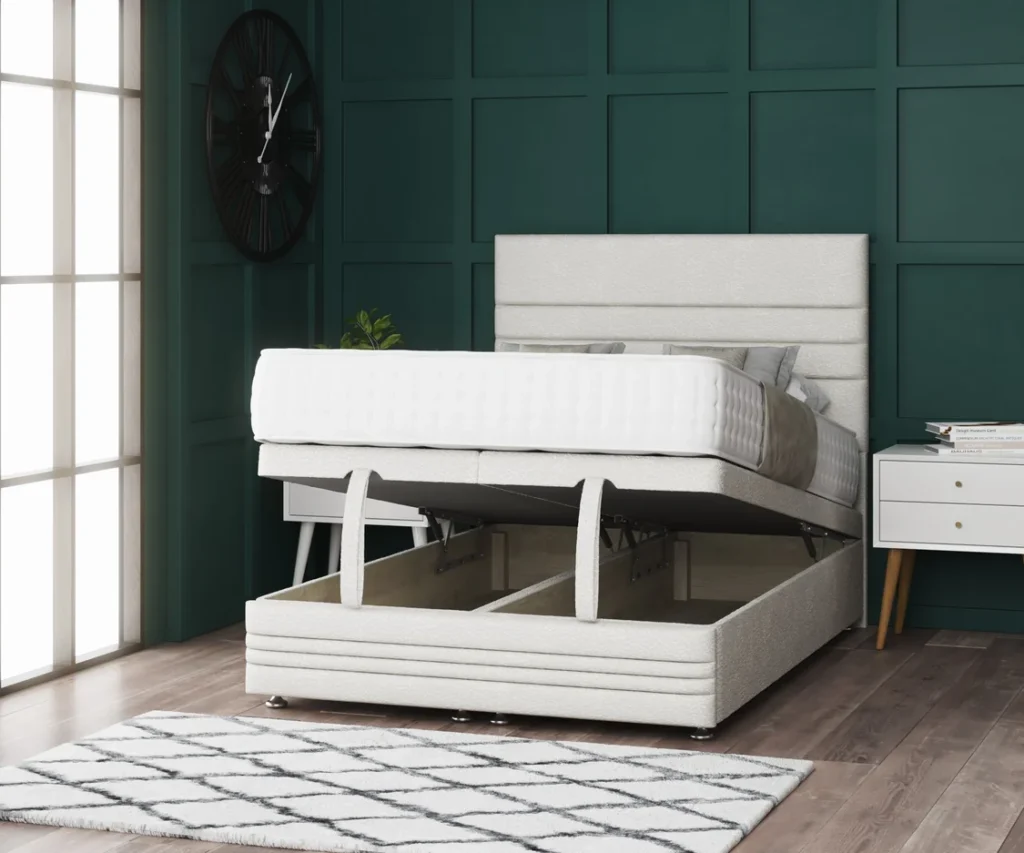 Paris Ottoman Storage Divan Bed With Headboard And Footboard