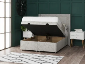 Hannah Ottoman Bed with floor-standing bumper bar wing headboard by Dreamcraft Furniture