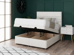 Paris Ottoman Bed with horizontal-lined headboard by Dreamcraft Furniture