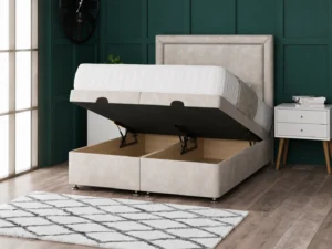 Hannah Beading Ottoman Bed with bumper bar headboard by Dreamcraft Furniture