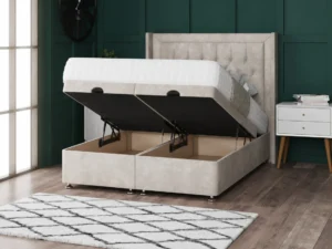 Miami Ottoman Bed with floor-standing wing headboard by Dreamcraft Furniture