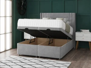 Savannah Ottoman Bed with floor-standing wing headboard by Dreamcraft Furniture