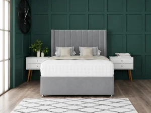 Amelia Wing Divan Bed Set with vertical-lined headboard by Dreamcraft Furniture