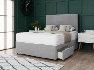 Porto Divan Bed Set with two vertical line headboard by Dreamcraft Furniture