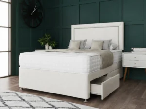 Hannah Beading Divan Bed Set with bumper bar headboard by Dreamcraft Furniture
