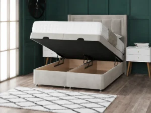 Venice Ottoman Bed with floor-standing wing headboard by Dreamcraft Furniture