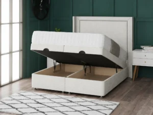 Hannah Beading Ottoman Bed with bumper bar wing headboard by Dreamcraft Furniture
